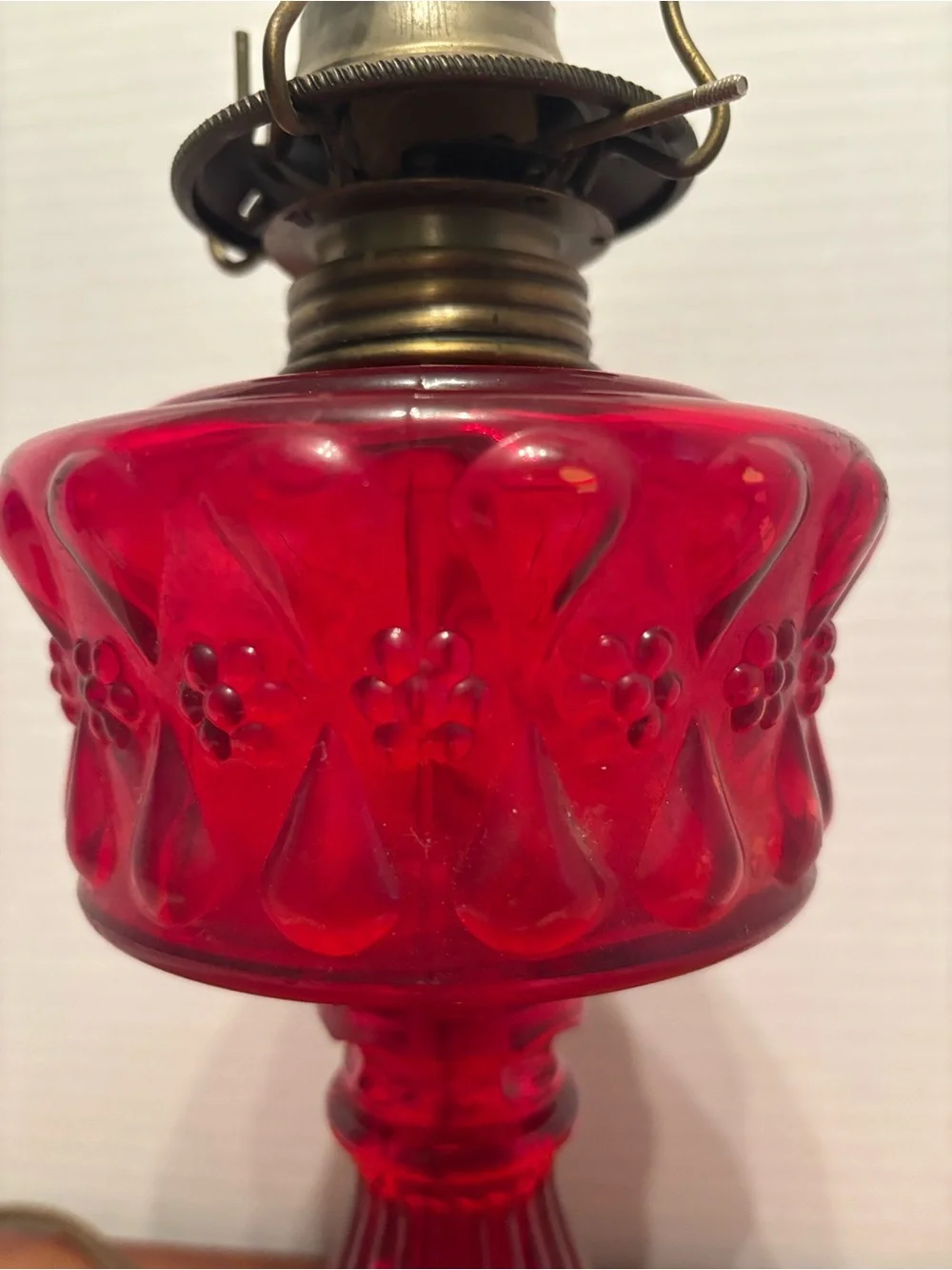 Vintage Ruby Red Glass Table Lamp - electric Elegant Ruby Accent
